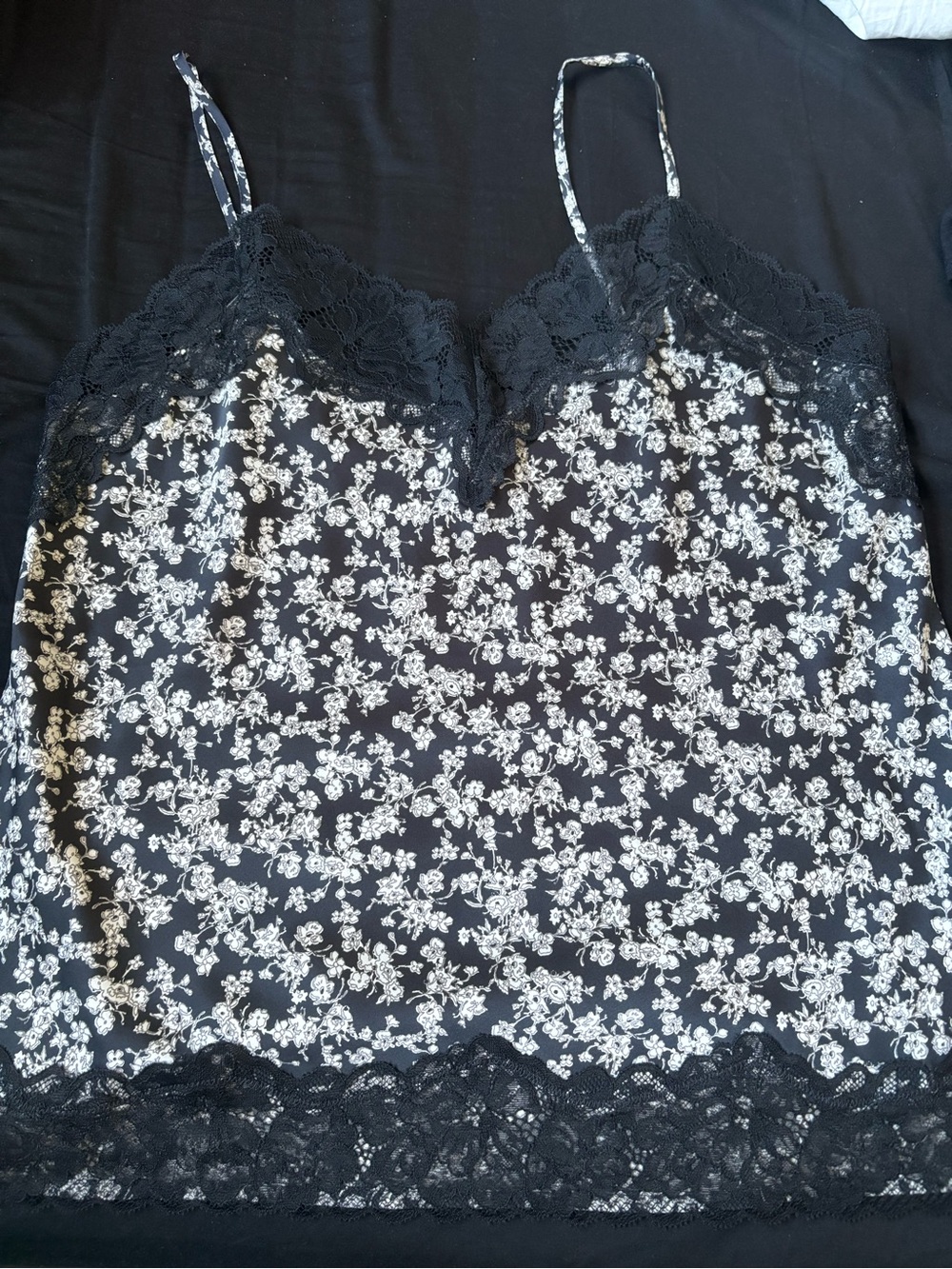 Express Black Floral Lace Trim Cami